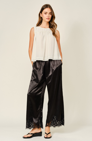 Aaron & Amber Lace Trim Satin Pants