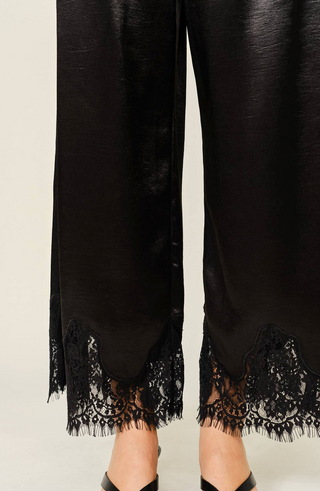 Aaron & Amber Lace Trim Satin Pants