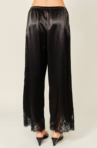 Aaron & Amber Lace Trim Satin Pants