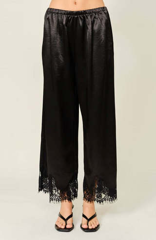 Aaron & Amber Lace Trim Satin Pants