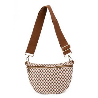 Babs + Birdie Fiona Checkered Woven Bum Bag
