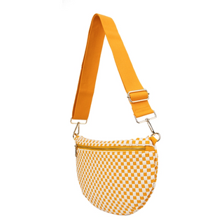 Babs + Birdie Fiona Checkered Woven Bum Bag