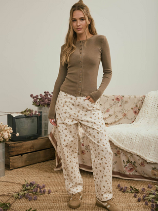 Blu Pepper Ditsy Floral Print Pants