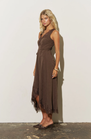 Blu Pepper Lace Trim Suedette Dress