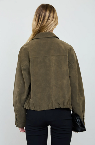 Blu Pepper Suedette Bomber Jacket