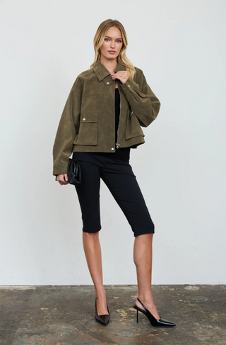 Blu Pepper Suedette Bomber Jacket