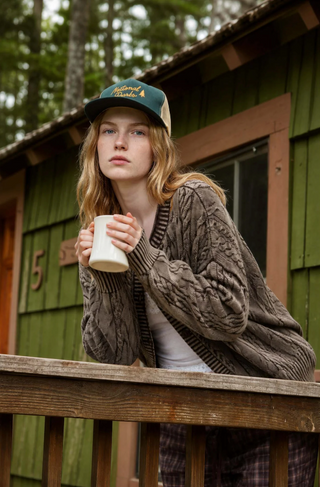 Blu Pepper Washed Cable Knit Cardi
