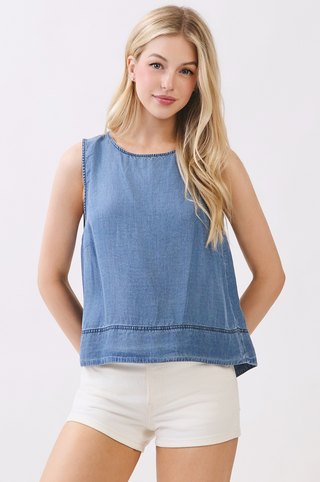 Final Touch Relaxed Chambray Top