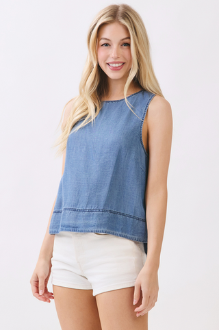 Final Touch Relaxed Chambray Top