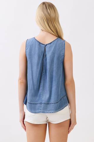 Final Touch Relaxed Chambray Top