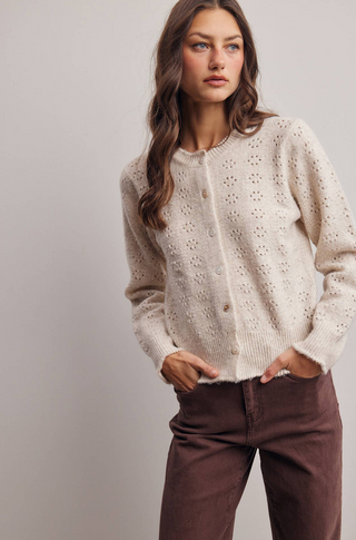 Forte Pointelle Knit Cardigan