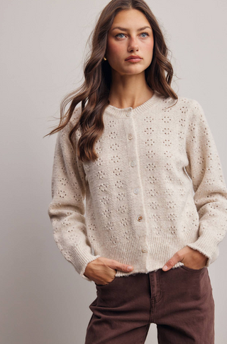 Forte Pointelle Knit Cardigan