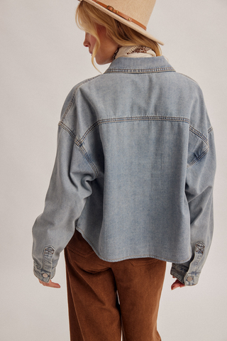 Hem & Thread Cropped Denim Shacket
