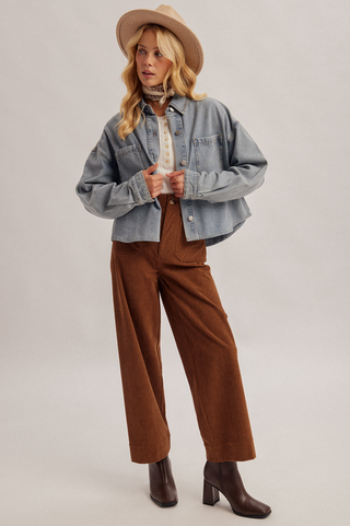 Hem & Thread Cropped Denim Shacket