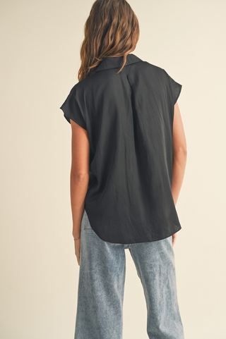 Miou Muse Silky Cap Sleeve Button Up