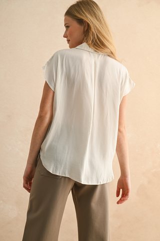 Miou Muse Silky Cap Sleeve Button Up