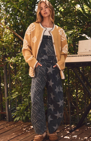 Oddi Contrast Trim Rose Cardigan