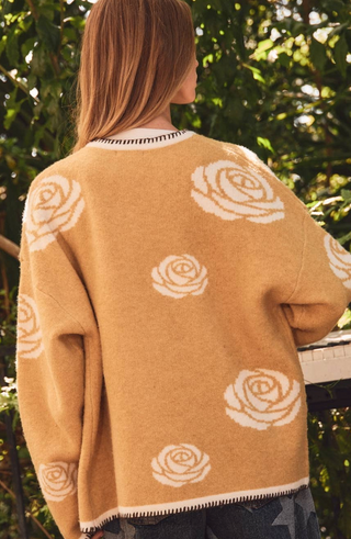 Oddi Contrast Trim Rose Cardigan