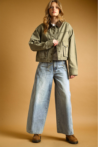 Miou Muse Contrast Collar Barn Jacket