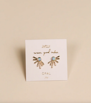 JaxKelly Sun Ray Earrings Fire Opal