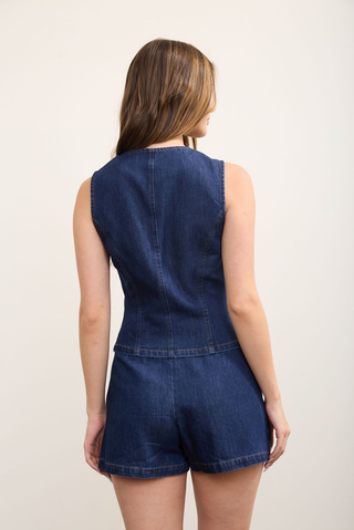 Blu Pepper Gold Button Denim Vest