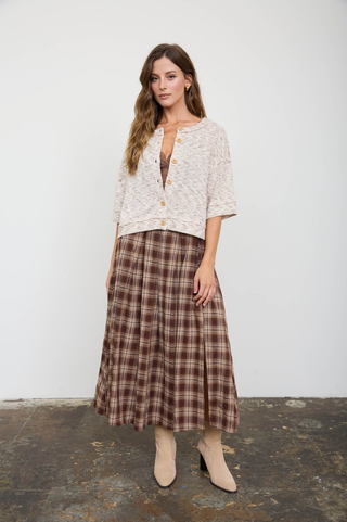 Blu Pepper Marled Short Sleeve Cardi