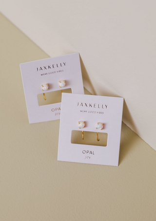 JaxKelly White Opal Huggies