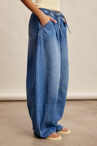 Listicle Wide Leg Barrel Jeans