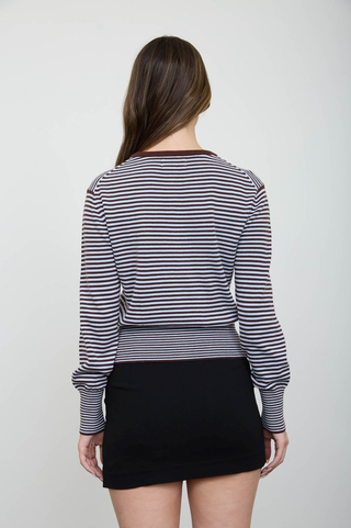 Blu Pepper Ribbed Cuff Striped Cardi