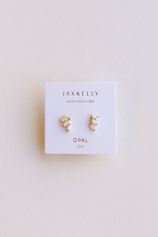 JaxKelly Opal Offset Trio Socialite Earrings