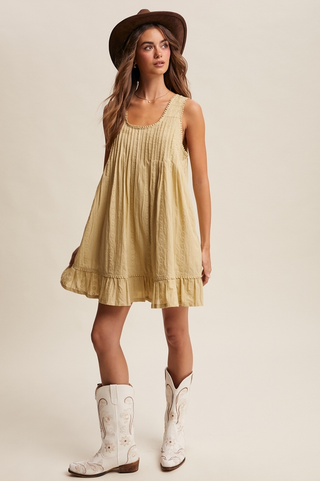 Listicle Embroidered Pleated Mini Dress
