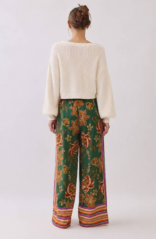 Oddi Wide Leg Border Print Pants