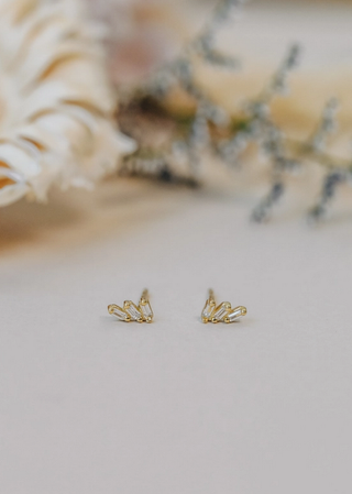 JaxKelly White CZ Offset Trio Earrings