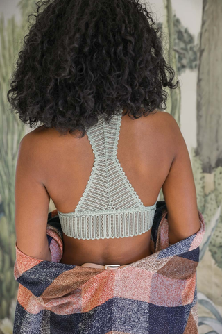 Leto Accessories Ribbed Lace Boho Racerback Bralette