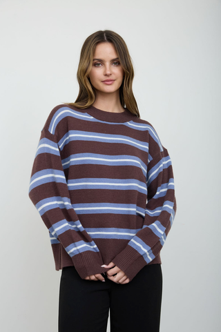 Blu Pepper Double Stripe Crew Sweater
