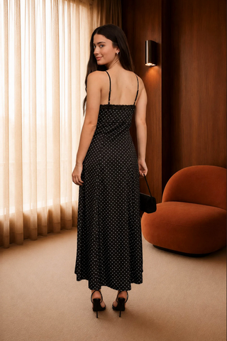 Blu Pepper Lace Trim Polka Dot Dress