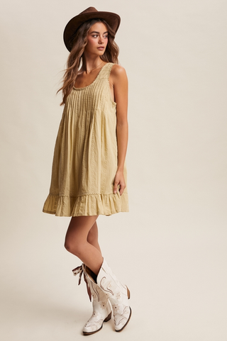 Listicle Embroidered Pleated Mini Dress