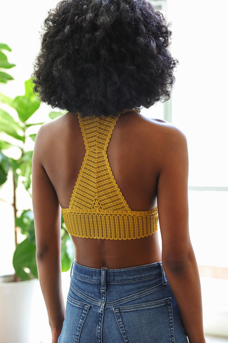 Leto Accessories Ribbed Lace Boho Racerback Bralette