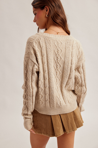 Hem & Thread Scalloped Cable Knit Cardigan