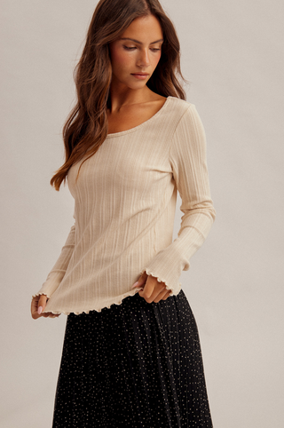 Hem & Thread Long Sleeve Lettuce Hem Top