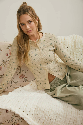 Blu Pepper Floral Waffle Knit Top
