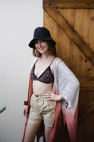 Leto Ditsy Floral Mesh Lace Trim Bralette