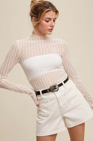 Listicle Textured Lace Layering Top