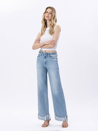 Flying Monkey Super High Rise Cuffed Wide Leg Jeans