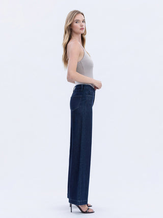 Flying Monkey High Rise Trouser Hem Wide Leg Jeans