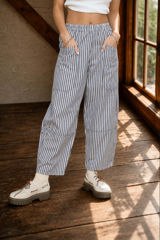 Blu Pepper Oversized Stripe Barrel Pants