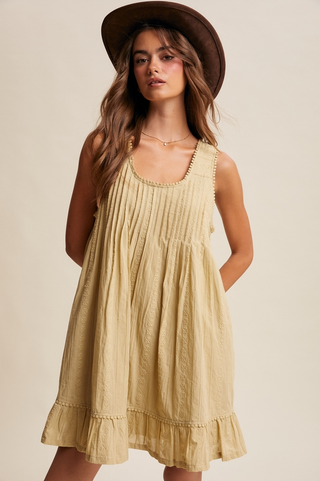 Listicle Embroidered Pleated Mini Dress