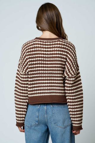 Blu Pepper Crochet Stripe Cardigan