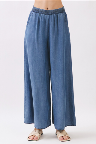 Final Touch Wide Leg Chambray Pants