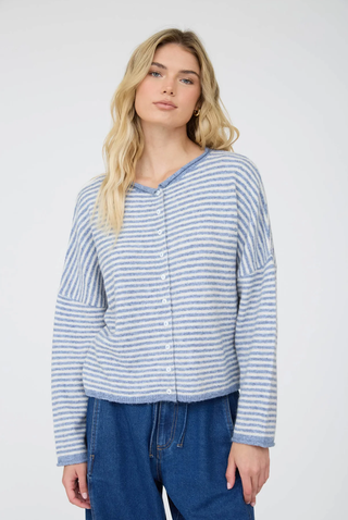 Blu Pepper Striped Drop Shoulder Cardigan